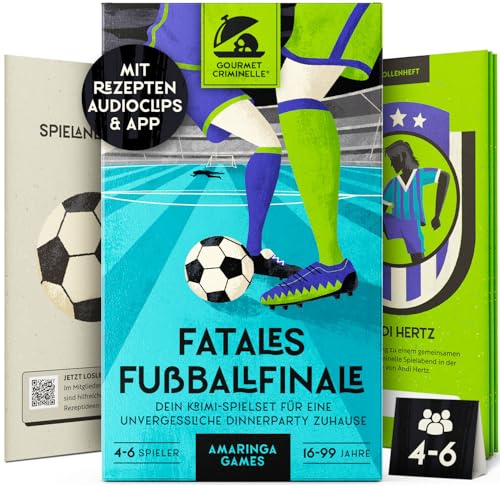 Gourmet Criminelle® Krimidinner für zuhause I 4-6 Personen I Mysteriöser Mordfall Fatales Fußballfinale für Deine Crime Dinner Party I Spannendes Krimi Dinner Spiel ab 16 Jahren I 4-6 Spieler
