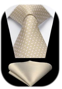 HISDERN Krawatten für Herren Hochzeit Krawatte mit Einstecktuch Klassisch Plaid Hahnentritt Business Krawatten & Taschentuch Set