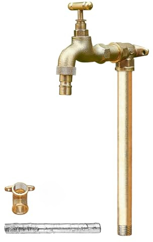 LXRHLIKG Freistehende Wassersäule Garten mit Wasserhahn, Vertikaler Wasserhydrant mit Frostschutz für Wasserrohre im Außenbereich(Gold,100cm/39in)