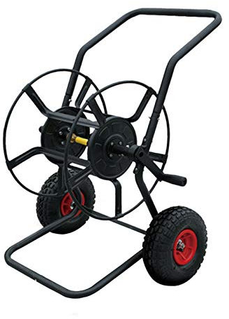 Carrello avvolgitubo portatile Portagomma da giardino, avvolgitubo in metallo for esterni con ruote in gomma, supporto for tubo manuale grande 6262,595 cm, tubo dell'acqua da 100 m, accessori inclusi(