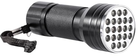 Brrnoo Torcia Blacklight 21 LED in Alluminio per Campeggio ed Esterno Luce Ultravioletta 365nm per Rilevamento Ispezione e Intrattenimento Design Antenna Portatile con Batteria Ricaricab