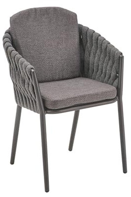 Liadomo Gartenstuhl Carano - Outdoorsessel - Alu-Gestell - XL-Rope-Bespannung - mit Kissenset - stapelbar - wetterfest - fertig montiert - für Garten & Terrasse