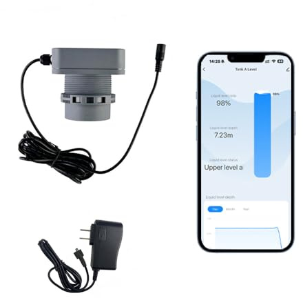 HTSZIOT Detector de profundidad de pozo de 8 m, alarma de medición de líquidos al aire libre, medidor de nivel ultrasónico, monitor de nivel de tanque, indicador de agua, sensor de nivel de estanque