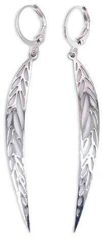 5cm Blatt Ohrringe Lang Edelstahl Feder Ohrhänger Damen Natur Boho Style | Leicht, Handgefertigter Statement Schmuck, Natur-inspiriert auffälliger Ohrhänger, Für Frauen, Geschenkbox inklusive