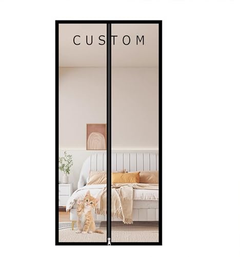 Custom Fly Curtain Pet Screen Doors Mosquito Door Net | Balcony Bedroom Cat Door Screen, Keep Insects Out, with Zipper, Prevent Dogs Cats Running out from Home