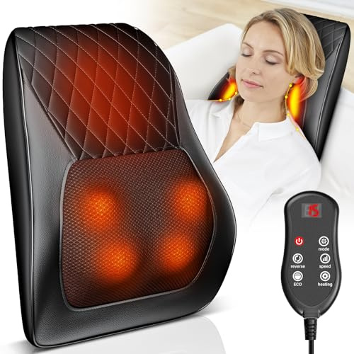 Massaggiatore Cervicale con Calore,3D Massaggiatore Schiena e Collo con 3 Velocità Regolabili e 3 Modalità Cuscino Massaggiante per Rilassarsi a Casa,Auto e Ufficio