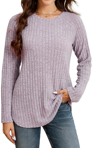 Enmain Jersey Mujer Invierno Largo Cuello Redondo Sueter Mujer Manga Larga Ligero Anchos Otoño Jersey Punto para Leggins