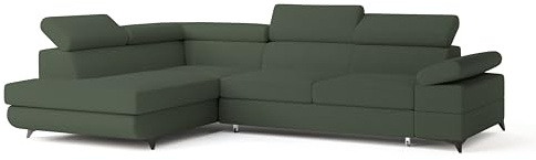 Masseno Ecksofa FAVIEN Q L-S mit Schlaffunktion L-Form, Sofa mit Bettkasten, Wohnzimmersofa, Couch, Soffa, Bettsofa, Couchgarnitur- Grün, Quelle 37