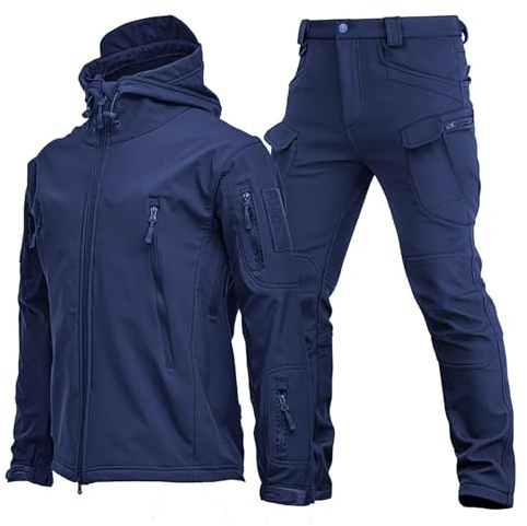 Celanisai Men's 2-Piece Snowsuit Set, Thickened Warm Snow Jacket and Trousers, Waterproof Ski Suits, Mountain Ski Sets, Waterproof, Windproof, Outdoor Winter Jacket with Hood, Winter, 2 Pieces, O Blue
