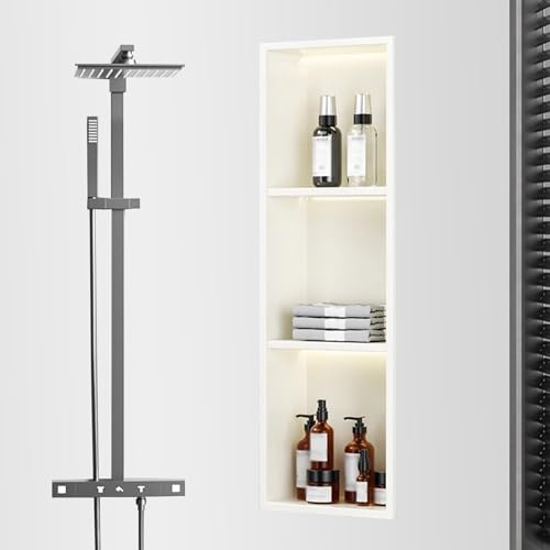 Stainless Steel Shower Niche Shelf Waterproof LED Niche Recessed Wall Storage Adjustable Shelves for No-Tile Bathroom Organization Tray Organisation