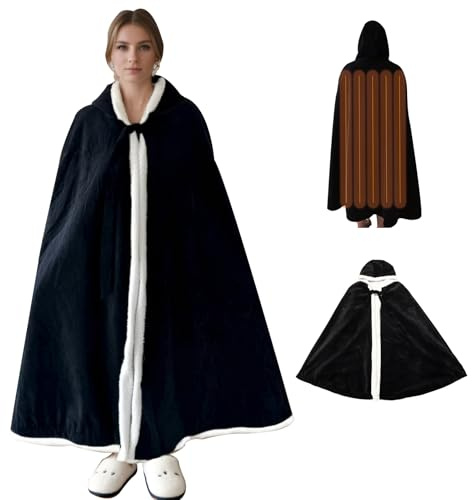 Wearable Electric Heating Cloak & Blanket Wrap Shawl, 20-55℃ Levels Adjustable Temperature Heat & 1-12H Auto Timer, LCD Display, Soft and Cozy, Machine Washable for Home & Office Winter Warmth