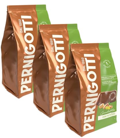 3X Busta Gianduiotto Pistacchio Praline di Cioccolato Gianduia al Latte con Pistacchio per pernigotti 140g