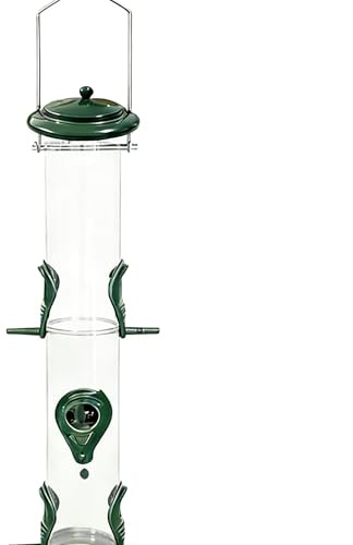 Mangiatoia per uccelli a tubo da esterno migliorata a prova di scoiattolo | Fornitura invernale compatta resistente alle intemperie per patio, giardino e visualizzazione interna della casa, perfetta
