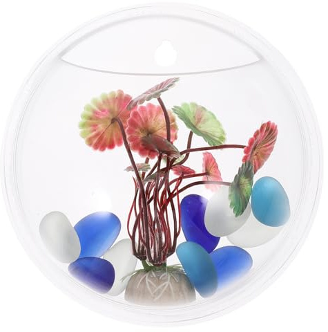 ifundom Creative Wall Mounted Acrylic Fish Tank round Design for Home Decor, Easy Installation Aquarium Bowl Suitable for Fish and Plants Random Style