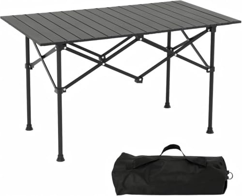 Bcuuozeeing Campingtisch Faltbar Klapptisch, Aufrollbare Tischplatte 95x56cm, Campingtisch Klappbar, Klapptisch Camping, Rolltop, mit Tragetasche für Picknick Kochen Garten Wandern Reisen