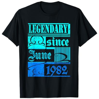44° Compleanno Leggendario dal Giugno 1982 Vintage Retro Maglietta