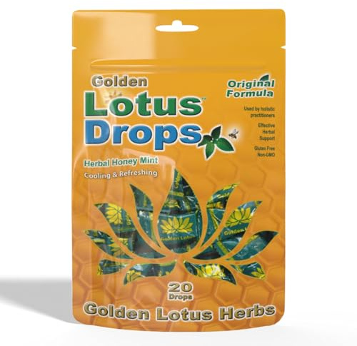 Golden Lotus Drops Original Formula. Soothing Herbal Honey Mint Lozenge (6-Pack)