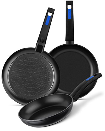 Monix Martin Berasategui – Set di 3 padelle, Alluminio Forgiato, Nero, 26 cm, 3 pezzi