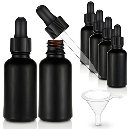 seafulee Schwarz beschichtete Glasflasche mit Glas-Augentropfe, 28 ml Fassungsvermögen, UV-sichere Flaschen für ätherische Öle und Aromatherapie, 6 Stück