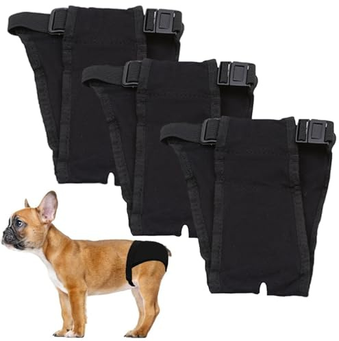 LeerKing 3er Pack Läufigkeitshose für Hündinnen waschbar Läufigkeitshöschen mit 9 Einlagen weibliche Hunde Läufigkeitshosen Hundewindeln Schwarz L