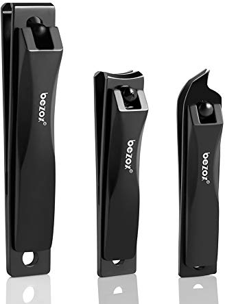 BEZOX Nagelsaxar Set 3st - Rostfria nagelklippare och nagelklippare (rakblad/krökt blad/snedblad) - Uppfyller alla behov av P