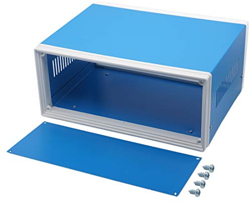 Zulkit Junction Box Blue Metal Rectangle Project Box DIY Electric Enclosure Case Preventive Case Electrical Box 9.8 x 7.5 x 4.3 Inch
