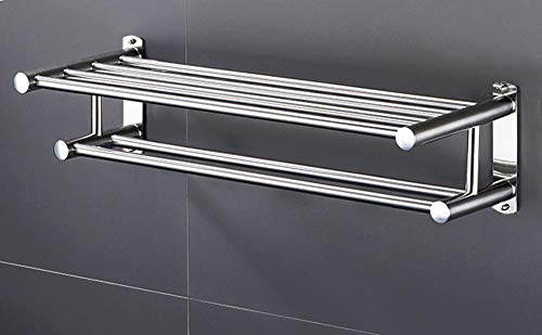 Toallero de acero inoxidable montado en la pared con ganchos, estante de almacenamiento de baño, barra de toalla múltiple, para baño, cocina de hotel-A-60cm