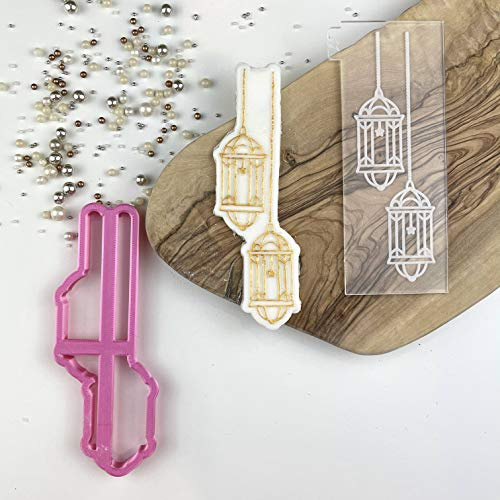 LissieLou Hanging Lanterns Eid Ramadan Icing Fondant Cookie Cutter and Embosser - Clear