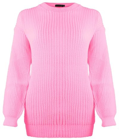 Generation Fashion Ladies New Plain Chunky Knit Loose Baggy Oversized Jumper Tops Women's Long Sleeve Knitted Smart Formal Everyday Casual Classy Lightweight Knitwear Sweater