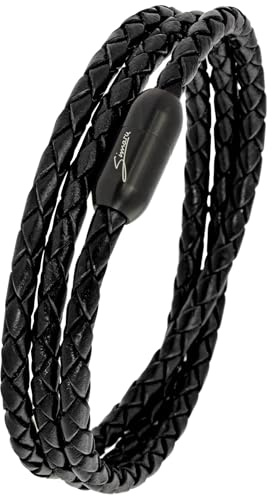 Simaru Lederarmband Herren Made in Germany, Wickelarmband aus Leder mit Edelstahl-Magnetverschluss, Premium Armband (L-XL, Braun)