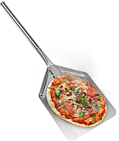 Levivo Pelle à Pizza, Adaptée à la Maison et à la Gastronomie, Pelle à Pizza XXL avec Rallonge de Manche Amovible également Adaptée aux Fours Grands et Profonds, en Acier Inoxydable