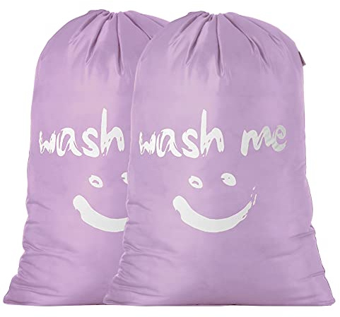 IHOMAGIC 2Pack Wäschesack Reise Schmutzwäsche Wäschesammler Wäschetasche Wäschebeutel Groß Faltbarer Wäschekorb Aufbewahrungstasche Wäschetonne Wäschebox Outdoor Wäschebehälter Stoff 120L Violett