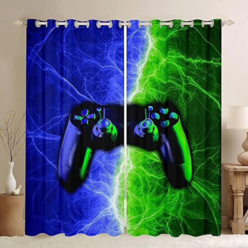 LKCD Verdunkelungsvorhang Für Kinderzimmer - Gamer Lightning Gamepad-Video 150X166Cm Gardinen Für Das Wohnzimmer, Modern, Verdunkelung, Sonnenschutz, Für Balkontüren, Sehr Weich
