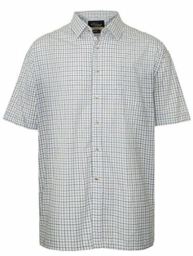 Champion Mens Checked Country Casual Short Sleeve Shirt Tattersall Blue 4XL