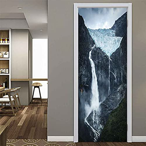 JGCAI 3D Türaufkleber Wohnzimmer Schlafzimmer Badezimmer Wasserfall See Landschaft Türtapete Türposter 88x200cm Wandbilder Selbstklebend Tür Poster Vinyl Entfernbar Mauer Aufkleber Zuhause Dekor