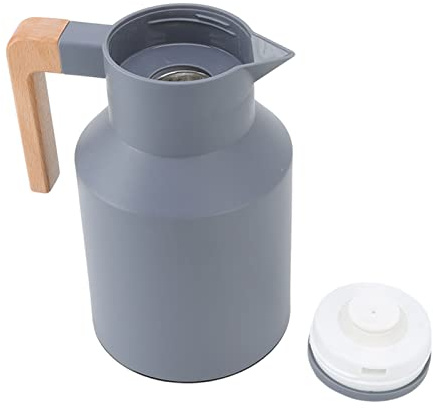 Coffee Carafe, Cold Heat Retention Double Wall 1000ml Vacuum Insulated Bottle with Wooden Handle for Tea Coffee Enthusiasts Office Home Outdoor Use