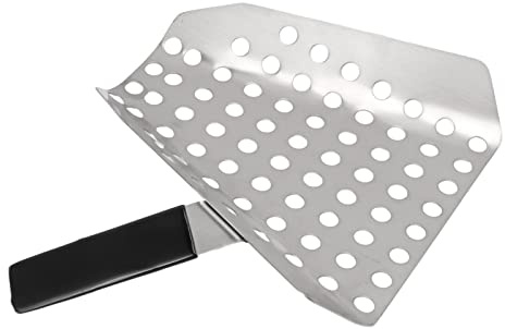 Edelstahl-Popcorn-Schaufel, Einhand-Pommes-Schaufel mit Löchern, Kernel-Siebgeschwindigkeitsschaufel, Schnellfüllschaufel für Snacks, Süßigkeiten, Desserts, Lebensmittel