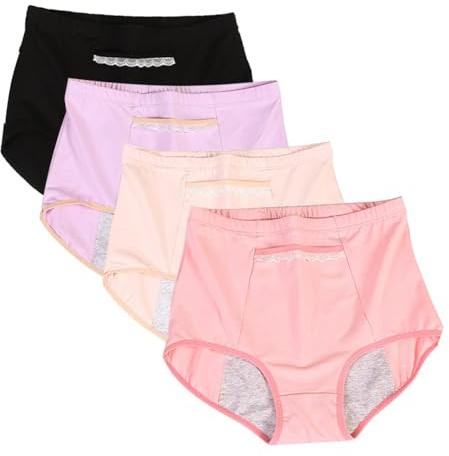 ACMEDE Culotte Menstruelle en Coton pour Femme Fille Adolescente Slip Périodique Lavable Culotte Menstruelle Grande Taille Élastique à la Période Post-Partum avec Poche 25-125kg