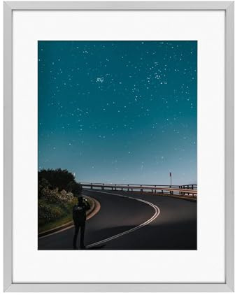 Frametory, 11x14 Aluminum Picture Frame - 11 x 14 Silver Frame with Removable Mat for 8.5 x 11 Photo - 14 by 11 Durable Metal Frame with Real Glass - Sawtooth Hanger for Easy Wall Display - 1 Pack