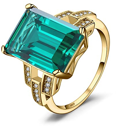 JewelryPalace 5.9ct Smaragdschliff Simulierter Smaragd Ring Damen, Grün Stein Schmuck Set, Verlobungsring Cocktail Ring Silber Ringe 925 Frauen Ring Silber 925 Zirkonia Frauen Rosegold Gold