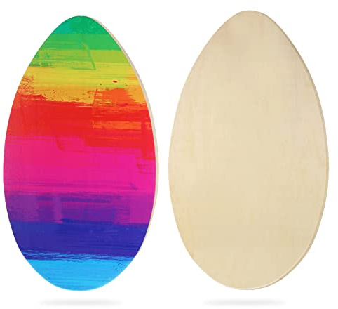 HQO LOVL Skimboard - Tabla de madera de 35 pulgadas para niños y adultos, con capa de alto brillo para skimboards de playa, para principiantes a intermedios (arcoíris)