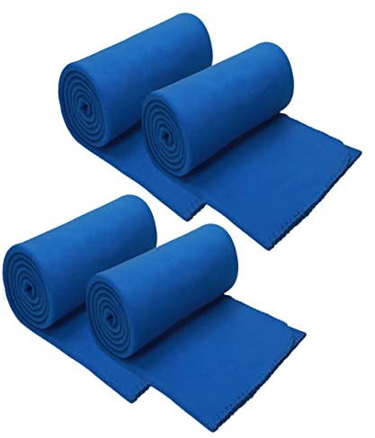 Betz Fleecedecke 4 Stück 130x170 cm 180g/m² – Weiche Wohndecke & Kuscheldecke – Flauschige Sofadecke als Tagesdecke – Leicht, wärmend & pflegeleicht – Farbe blau
