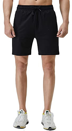 Pantalones Cortos Hombre Algodón Elástico Shorts Hombre Deportivos Bermuda Shorts Jogger Shorts Casual de Verano, Pantalón Corto para Trotar Running Deporte Correr Gym Fútbol (Z-Negro, S)