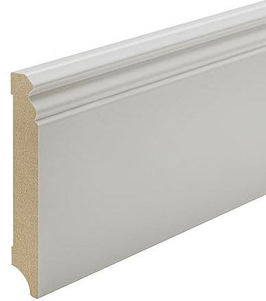 RESSE | Sockelleisten | MDF Folie Hellgrau | Hamburger/Berliner Profil | Größe 150mm, 10 Stück / 23lfm