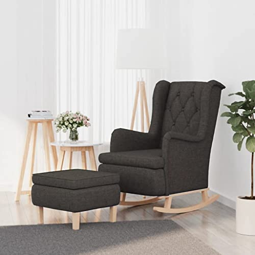INLIFE Schaukelsessel mit Hocker Dunkelgrau Stoff,Grau,29KG,3121273