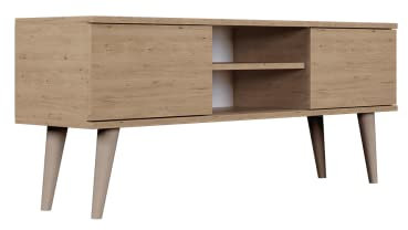 Kocot - Tv Schrank Eiche - Regal für Fernseher - Fernsehunterschrank - Tv Lowboard Skandinavisch - Fernsehschrank - Fernsehtisch - Tv Möbel - Tv Kommode - Tv Schrank 120 cm