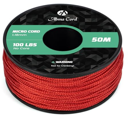Abma Cord Micro Cord 1,18 mm Paracord 50M Micro Schnur Polyester Micro Seil | Max 45kg (100lbs), Polyester, Basteln, Armbänder, Schlüsselanhänger, Angeln