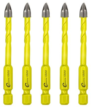 SANLEETEK Juego de Brocas Carburo - 5piezas 6mm Carburo de Tungsteno con Mango Hexagonal Cambio Rápido para Madera Plástico Mampostería Baldosa cerámica Hormigón