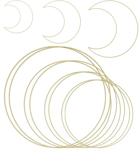 KITRDOOR 11 Stück Metallringe,30cm 25cm 20cm 15cm Handwerkliche Metallring,Deko Ringe zum Aufhängen, für Rund Metallringe zum Basteln,Mond Metall Ringe, Traumfänger Ring, DIY Basteln Traumfänger