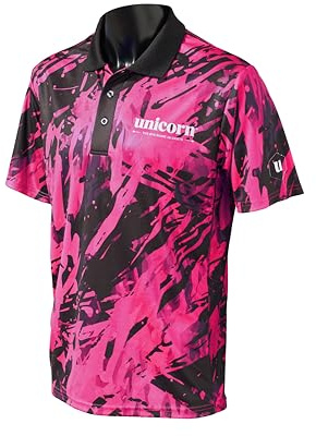 Unicorn Dart-skjorta | Pro-Tech Camo | Cool andningsbar mjuk känsla mikronät 3-tuk polyester | svart krage och vit enhörningslogotyp | Finns i 5 färger och storlekar S till XXXXL
